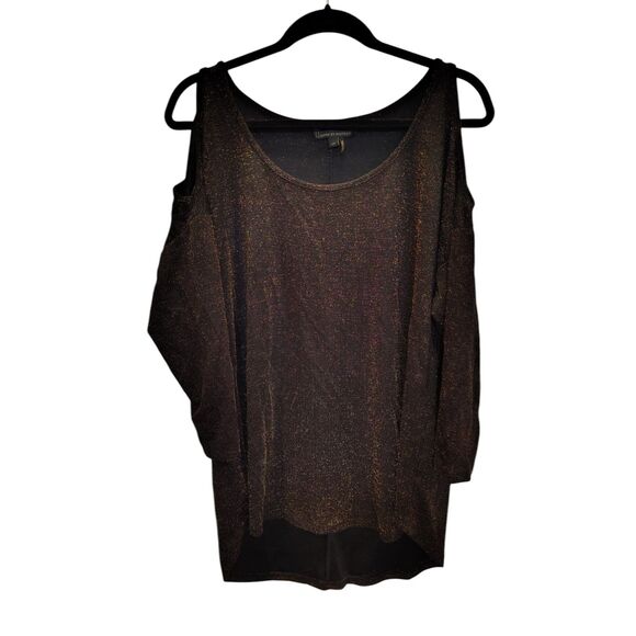 I Jeans by Buffalo Cold shoulder gold metallic Blouse - Picture 1 of 7